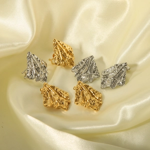 Vintage 18K gold and silver stainless steel earrings with irregular pleated design