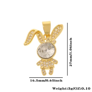 Detailed size and weight specs for gold plated rabbit pendant with zircon crystals