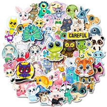 Pile of colorful cartoon animal stickers featuring cats, pandas and tigers for kids