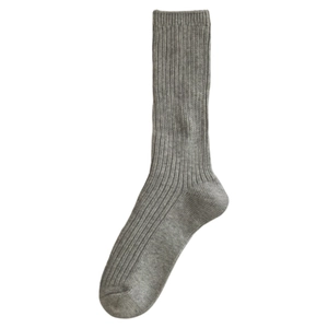 Calze classiche in cotone grigio a metà polpaccio con trama in maglia a coste