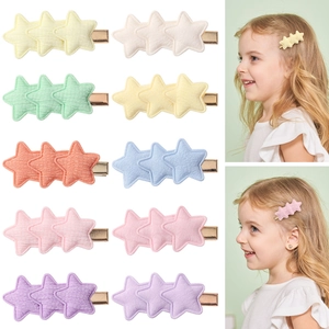 Star Hair Clips For Kids Girls Fabric Star Alligator Clips Macaron Colors Handmade Hair Accessories Princess Style