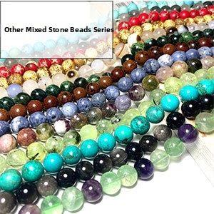 Detailed view of various natural gemstone round beads in a diagonal polished array