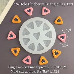 Detailed view of a 10-cavity silicone mold for blueberry tart resin crafts and desserts