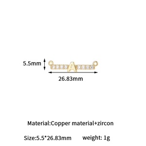 14k gold plated copper letter A pendant with zircon inlay for necklaces and bracelets