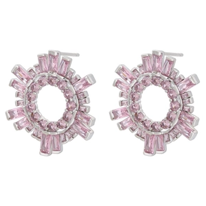Boucles d'oreilles tournesol rose de luxe avec cristaux étincelants et base en argent