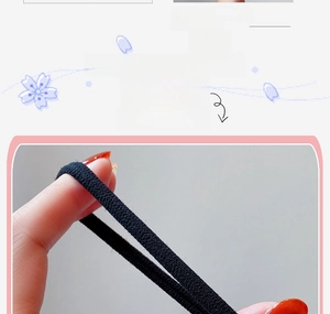 Close-up of a high-elastic black seamless hair tie showing its durable fiber texture