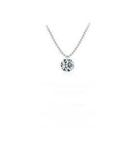 Macro shot of VVS1 moissanite pendant on elegant S925 sterling silver bead chain with reflection