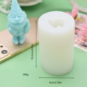 3D Santa Gnome silicone mold for DIY candles and soap with size specifications shown