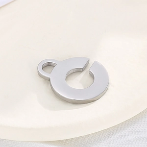Polished stainless steel round open pendant charm with hanging hole for DIY jewelry