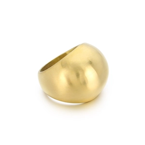 Minimalist golden stainless steel chunky round ring with a brushed metallic finish