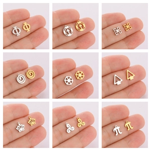 Stainless Steel Pendant Charms 18K Gold Plated Greek Letter Phi Pi Lotus Cross Spiral For DIY Jewelry Making Crafts