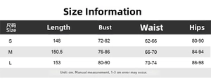 Detailed size guide table for printed asymmetric jumpsuit showing S M L measurements