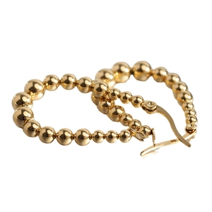 Polished 18K gold plated stainless steel U-shaped beaded hoop earrings for women