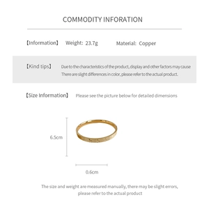 Detailed view of golden copper bracelet dimensions and 23.7g weight specifications