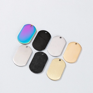 Blank Dog Tag Pendants Stainless Steel Rounded Rectangle With Hole For DIY Jewelry Making Hip Hop Military Accessories