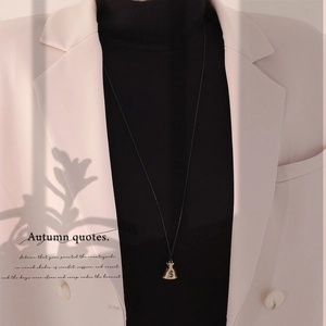 Chic Money Bag Pendant Necklace Alloy Stainless Steel Personalized Lucky Pouch Dollar Sign Sweater Chain Women Jewelry