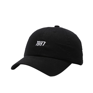 Classic black 1987 embroidery baseball cap with soft cotton twill and curved brim