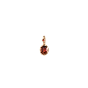 Elegant gold oval pendant necklace featuring a ruby red gemstone and square zircon accent
