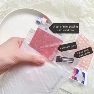 DIY creative mini playing card hair clip kit including small cards, clip and glue stick