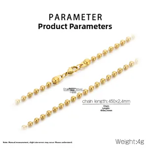 Spécifications du collier à billes en acier inoxydable de 2,4 mm de large et 450 mm