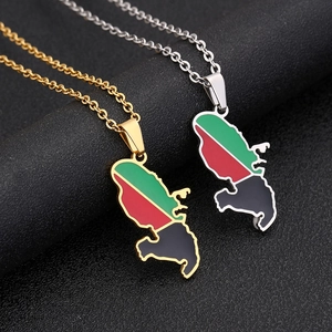 Martinique Island Map Pendant Necklace Stainless Steel Engraved Ethnic Culture Jewelry For Women