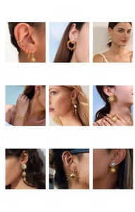 Collage de puces d'oreilles soleil dorées 18 carats et bijoux élégants en acier inoxydable