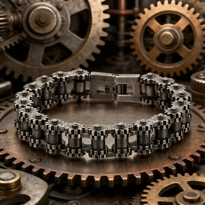 Bicycle Chain Bracelet For Men 316L Stainless Steel Industrial Gear Design Punk Hip Hop Retro Streetwear Accessory