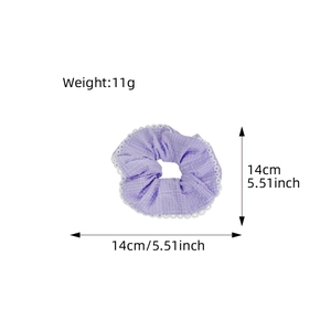Purple plaid lace hair scrunchie 14cm diameter with 11g lightweight fabric design