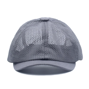 Breathable dark grey mesh baseball sun hat with solid brim for summer outdoor protection