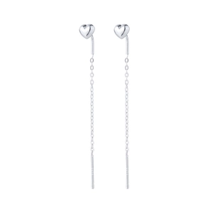 Minimalist S925 sterling silver heart tassel ear threaders with long chain dangle