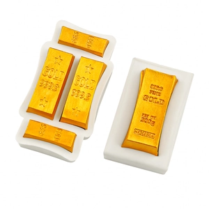 Silicone gold bar molds for chocolate and fondant with 999.9 fine gold bar embossed text