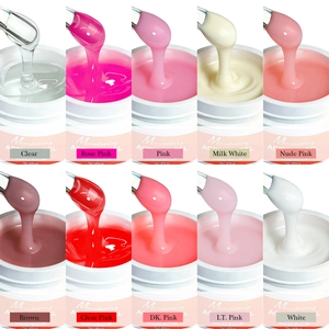 Misscheering 10-color poly extension nail gel set in 15g jars showing creamy textures