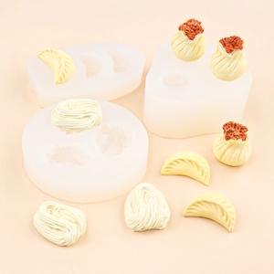 Silicone mold for 3D miniature noodle and dumpling shapes for DIY plaster and resin crafts