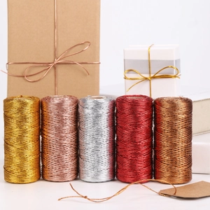 Metallic Braided Cord Non Elastic Shimmering Gold Silver Thread For Gift Wrapping DIY Craft Hang Tag Holiday Decor