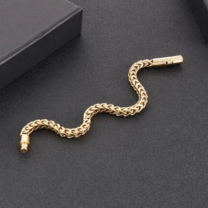 Bracelet chaîne épi doré minimaliste pour homme en acier inoxydable durable