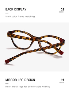 Detailed back view of leopard print eyewear showing metal reinforced temple structure