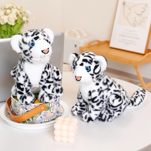 Lifelike snow leopard plush toy pair with blue eyes for home decor and kids gift