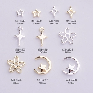 Mini metal star and cross nail charms set in gold and silver finish for DIY nail art