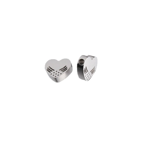 Polished stainless steel angel wing heart beads with holes for DIY jewelry making