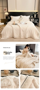 Macro detail of milkshake white carved velvet blanket with textured geometric diamond pattern
