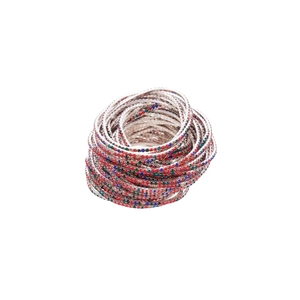 Sparkling multi-layer crystal stretch bracelet featuring colorful rhinestones in silver setting