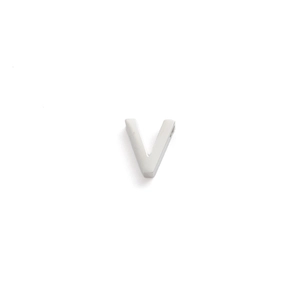 Detailed close-up of 10mm vintage stainless steel letter V pendant with silver finish