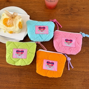 Borsetta Portaoggetti Trapuntata A Cuore Poliestere Piccola Borsa Trucco Per Assorbenti Monete Cosmetici Organizer Con Cerniera