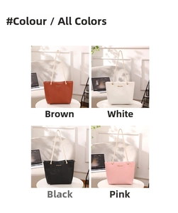 Detail view of V-quilted tote bags with woven rope handles in four stylish colors