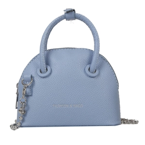 Light blue shell-shaped handbag with lychee pattern leather and silver chain strap