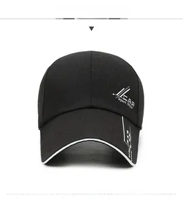 Detail of white CAP Sport Style embroidery and contrast piping on a black canvas cap