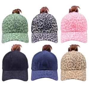 Casquette de baseball léopard avec trou pour queue de cheval, disponible en 6 coloris
