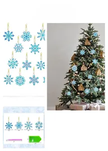 Detail view of 12pcs DIY snowflake diamond painting keychains with tools for Christmas decor