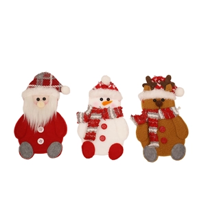 Three-piece Christmas cutlery holder set featuring Santa Claus, Snowman, and Reindeer designs