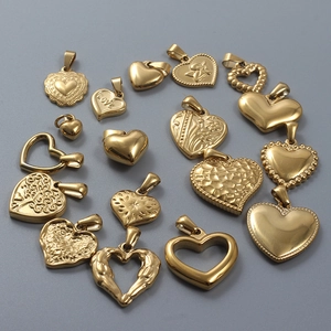 Heart Pendants 18K Gold Plated Stainless Steel Charms For DIY Jewelry Making Vintage Style Heart Shaped Designs